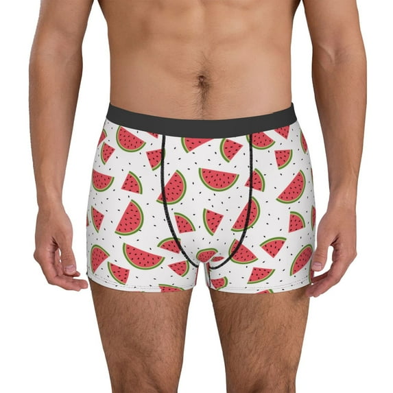 Pofeuu Hand Drawn Watermelon Print Men’s Boxer Briefs, Moisture-Wicking Underwear, Regular,Trunk-Medium