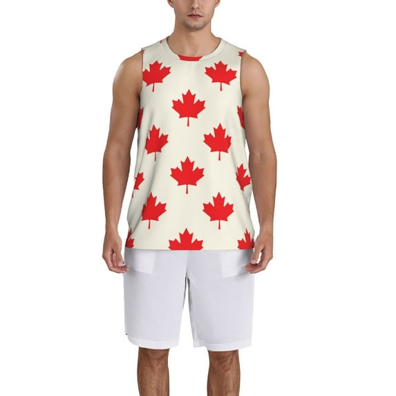 Pofeuu Happy Canada Day Print Basketball Jersey, Shirts for Men Youth Basketball Jersey Crew Neck-Large