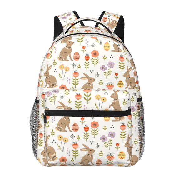 Pofeuu Happy Easter Print Backpack for Men and Women - Basic Bookbag Casual Daypack Backpacks for College Work Travel-One Size