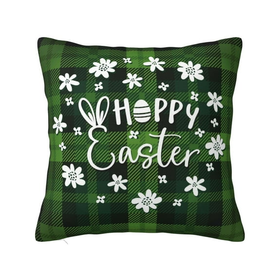 Pofeuu Happy Easter Print Double-sided plush pillowcase Square Throw Pillow Covers Pillows Cover for Living Room Bedroom Sofa Couch Cushion Cover(No pillow core)-18"x18"