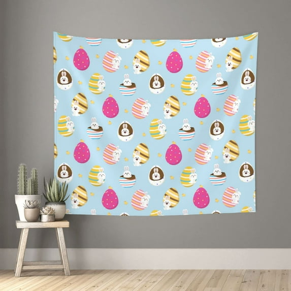 Pofeuu Happy Easter Print Wall Tapestry Decoration Wall Hanging Tapestry 60 x 51 Inch