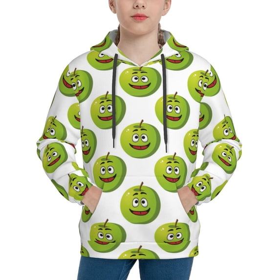 Pofeuu Happy Fruit Print Kids Pullover Hoodies Warm Thick Hooded Sweatshirt with Packet for Boys Girls-Large
