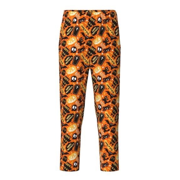Pofeuu Happy Halloween1 Print Teenagers' Pajama Pants, Soft Lounge Pajama Pants with big pockets for Men Plaid Pj Bottoms-Small