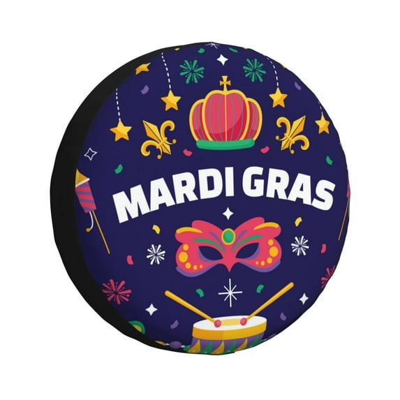 Pofeuu Happy Mardi Gras Print Spare Tire Wheel Cover for Car Truck SUV Camper Universal Fit Spare Tire Cover RV Spare Tire Covers-14 inch