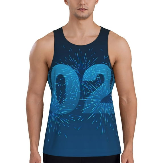 Pofeuu Happy New Year 2025 A Print Men's Workout Tank Tops Sleeveless Muscle Gym Shirt Quick Dry-XX-Large
