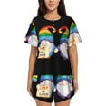 thumbnail image 1 of Pofeuu Happy Pride Gnome Print Women's Pajama Set Short/Shorts Soft Button PJs Elastic Drawstring Waist Sleepwear-Large, 1 of 6
