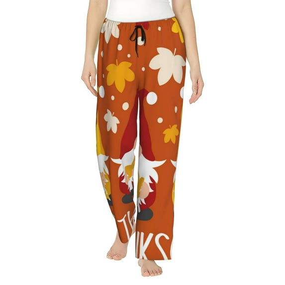 Pofeuu Happy Thanksgiving Three Gnomes Print Women's Fashion Pajama Pants with Pockets Comfy Drawstring Sleep Lounge Bottoms-Small