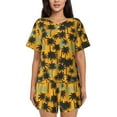 thumbnail image 1 of Pofeuu Hawaii Palms Print Women's Pajama Set Short/Shorts Soft Button PJs Elastic Drawstring Waist Sleepwear-Small, 1 of 6