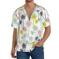 thumbnail image 1 of Pofeuu Hawaiian Coconut Tree Print Mens Casual Short Sleeve Shirts Beach Summer Spread Collar Pocket Tops Men's Casual Short-sleeved Shirt-3X-Large, 1 of 5