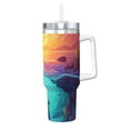 thumbnail image 1 of Pofeuu Hawaiian Island Dolphin Print 40oz Ice Bully With Handle And Straw Stainless Steel Vacuum Insulated Cup And 2 In 1 Straw Lid, 1 of 8