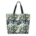 thumbnail image 1 of Pofeuu Hawaiian Style Print Reusable Grocery Bags - Washable, Foldable, Packable Tote, Large Handles, Heavy Duty, Zippered Top Pouch, 1 of 8