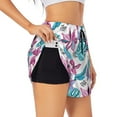 thumbnail image 1 of Pofeuu Hawaiian Style Print Women's Athletic Shorts Running Workout Shorts Tummy Control Quick Dry Gym Shorts with Pockets Double layer sports shorts-XX-Large, 1 of 7