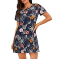 thumbnail image 1 of Pofeuu Hawaiian Style Print Women's Loose Fit Short Sleeve Nightgown, Comfortable Sleep Dress for Women, Casual Lounge Sleepwear, Soft Cotton Sleep Dress, 1 of 6