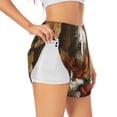 thumbnail image 1 of Pofeuu Haystack Meditating Cat Print Women's Athletic Shorts Running Workout Shorts Tummy Control Quick Dry Gym Shorts with Pockets Double layer sports shorts-Medium, 1 of 7