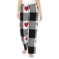 thumbnail image 1 of Pofeuu Heart Black Buffalo Plaid Gingham Print Women's Fashion Pajama Pants with Pockets Comfy Drawstring Sleep Lounge Bottoms-Medium, 1 of 6
