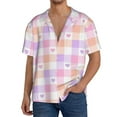 thumbnail image 1 of Pofeuu Heart Buffalo Plaid Print Mens Casual Short Sleeve Shirts Beach Summer Spread Collar Pocket Tops Men's Casual Short-sleeved Shirt-Medium, 1 of 5