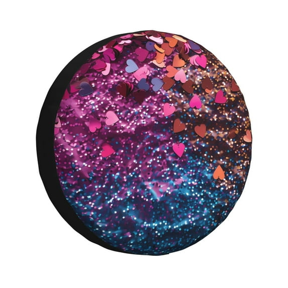 Pofeuu Heart Confetti on Glitter Print Spare Tire Wheel Cover for Car Truck SUV Camper Universal Fit Spare Tire Cover RV Spare Tire Covers-14 inch