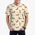 thumbnail image 1 of Pofeuu Heart Dachshund Print Men's Loose Fit Midweight Short-Sleeve Pocket Polo-Large, 1 of 6