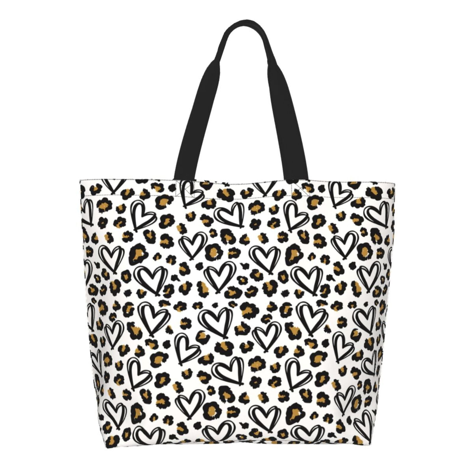 WZMPA Leopard Print Tote Bag - Fashion Reusable Grocery Shopping Bag For Leopard Lovers, Large & Waterproof