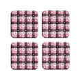 thumbnail image 1 of Pofeuu Heart Plaid Print Coasters for Drinks, 4Pack PU Leather Coasters, Bar Drink Coasters for Tabletop Protection, Furniture from Damage-Square, 1 of 6