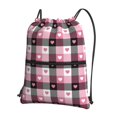 thumbnail image 1 of Pofeuu Heart Plaid Print Drawstring Backpack Water Resistant String Bag Sports Sackpack Gym Sack with Side Pocket for Men Women, 1 of 6