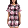 thumbnail image 1 of Pofeuu Heart Plaid Print Women's Pajama Set Short/Shorts Soft Button PJs Elastic Drawstring Waist Sleepwear-Small, 1 of 6