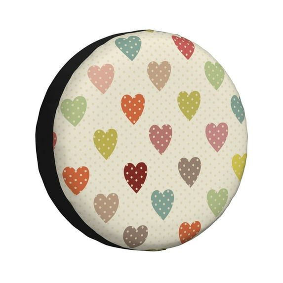 Pofeuu Heart Polka Dot Print Spare Tire Wheel Cover for Car Truck SUV Camper Universal Fit Spare Tire Cover RV Spare Tire Covers-17 inch