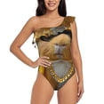thumbnail image 1 of Pofeuu Heavy Metal Style Guinea Pig Print Women's One Piece Swimsuits One Shoulder Swimwear Asymmetric Ruffle Monokinis Bathing Suits-Large, 1 of 6