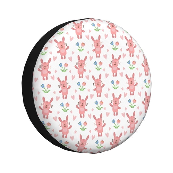 Pofeuu Hello Rabbit Print Spare Tire Wheel Cover for Car Truck SUV Camper Universal Fit Spare Tire Cover RV Spare Tire Covers-17 inch