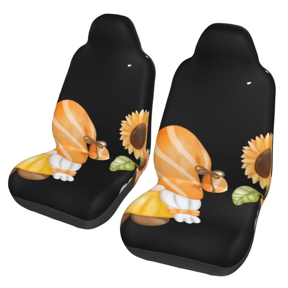 Pofeuu Hello Spring Sunflower Gnomes Print Automotive Car Seat Covers Flat Cloth Full Set Seat Covers,Car Seat Covers front seats for Cars Trucks and SUVs(Two packs)