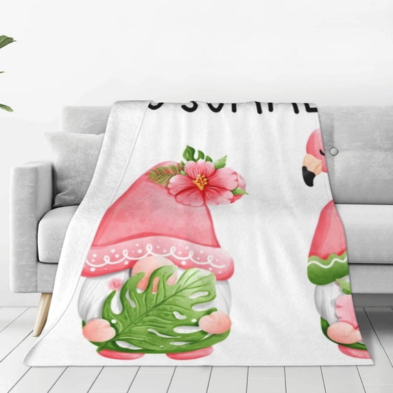 Pofeuu Hello Summer Gnome Print Ultra-Soft Micro Fleece Blanket,for Bed Or Sofa,All Season Throw Blankets Flannel Blanket-80"x60"