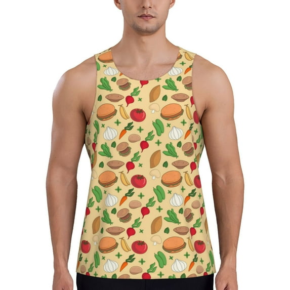 Pofeuu Herb Of Burger Print Men's Workout Tank Tops Sleeveless Muscle Gym Shirt Quick Dry-Small