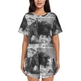thumbnail image 1 of Pofeuu Heroic Lion Encounter Print Women's Pajama Set Short/Shorts Soft Button PJs Elastic Drawstring Waist Sleepwear-Medium, 1 of 6