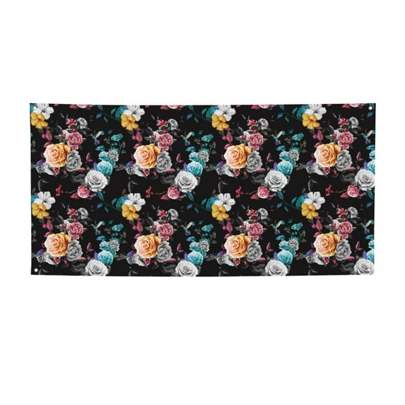 Pofeuu Hibiscus Rose Print Colorful Yard Festival Banner Sign Party Outdoor & Indoor Party Decoration Banne Festival Yard Sign-Small