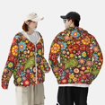 thumbnail image 1 of Pofeuu Hippie Peace Love Print Sun Protection Outdoor Lightweight Full Zip UV Cooling Hoodie Long Sleeve Summer Clothing for Outdoor Hiking-Small, 1 of 5
