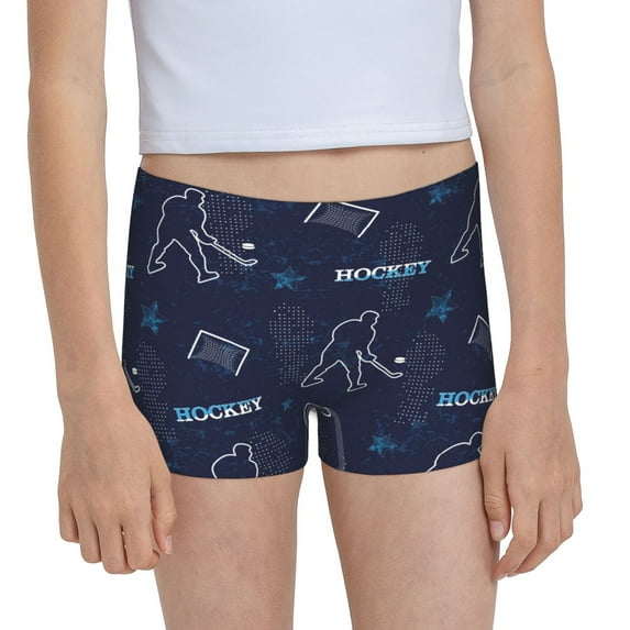 Pofeuu Hockey Players Print Soft Cotton Girls Boyshort panties Toddler Underwear-XX-Small