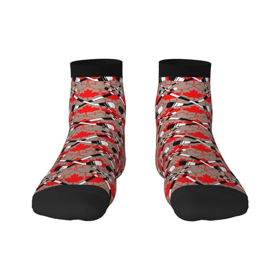 Pofeuu Hockey With Maple Leaves Print 30cm Socks, Adult Running Hiking Socks for Youth and Adult