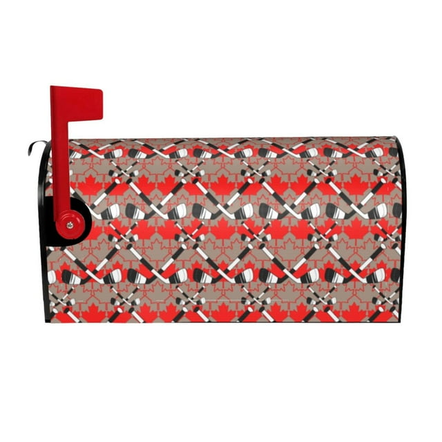 Pofeuu Hockey With Maple Leaves Print Mailbox Covers Letterbox Cover
