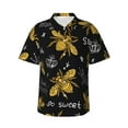 thumbnail image 1 of Pofeuu Hohey Bee Golden Embroidery Print Hawaiian Shirt for Men Sleeves Casual Button Down Summer Beach Dress Shirts T-Shirts,X-Large, 1 of 7