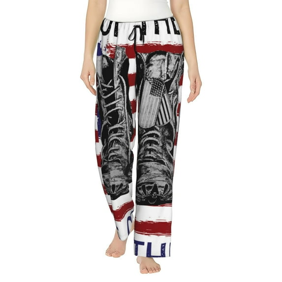 Pofeuu Home Of The Free Because Of The Brave Print Women's Fashion Pajama Pants with Pockets Comfy Drawstring Sleep Lounge Bottoms-Medium