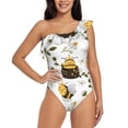 thumbnail image 1 of Pofeuu Honey Bee Insect Print Women's One Piece Swimsuits One Shoulder Swimwear Asymmetric Ruffle Monokinis Bathing Suits-Large, 1 of 6