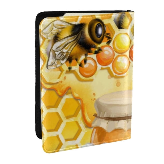 Pofeuu Honey Bee Print Travel Document Organizer Passport Holder Men Women for Family (6.5 in x 4.5 in),Wallet Holder Credit Card Clutch Bag Case