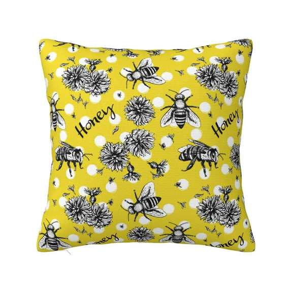 Pofeuu Honeybee Print Double-sided plush pillowcase Square Throw Pillow Covers Pillows Cover for Living Room Bedroom Sofa Couch Cushion Cover(No pillow core)-20"x20"