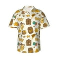 thumbnail image 1 of Pofeuu Honeycomb And Honey Print Hawaiian Shirt for Men Sleeves Casual Button Down Summer Beach Dress Shirts T-Shirts,3X-Large, 1 of 1