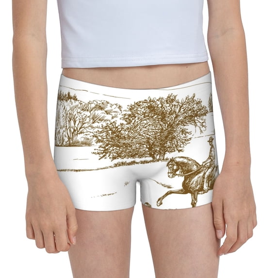 Pofeuu Horse Rider In Field Print Soft Cotton Girls Boyshort panties Toddler Underwear-X-Large