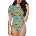 thumbnail image 1 of Pofeuu Hot Dog 5 Print Short Sleeve Body Suits Women Round Neck Bodysuits for Women Onesie Adult Set Body Suit-Medium, 1 of 7