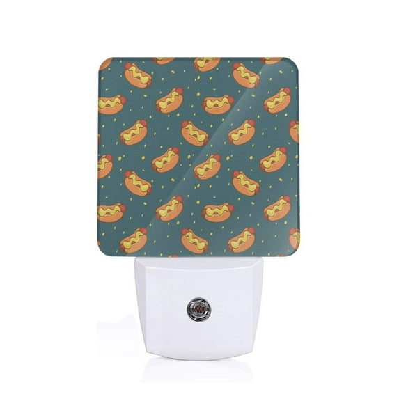 Pofeuu Hot Dog 6 Print Night Lights Plug into Wall with Dusk-to-Dawn Light Sensor, LED Nightlight for Bathroom, Adult, Hallway-EU