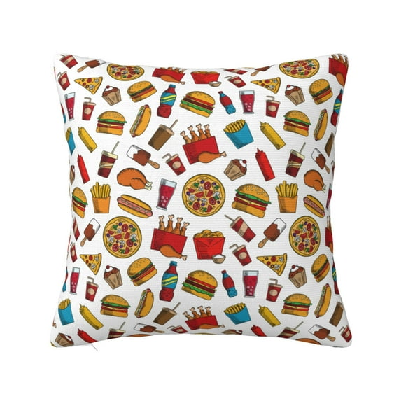 Pofeuu Hot Dog Pizza Print Double-sided plush pillowcase Square Throw Pillow Covers Pillows Cover for Living Room Bedroom Sofa Couch Cushion Cover(No pillow core)-20"x20"