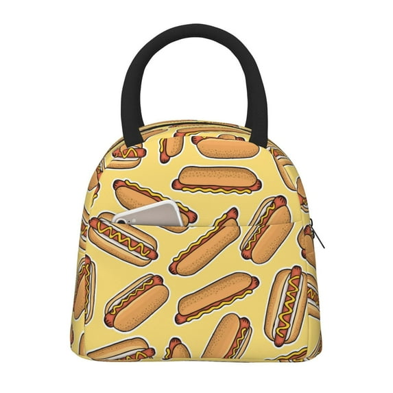 Pofeuu Hot Dogs Print Lunch Bag for Adult Insulated Lunch Box,Leakproof Cooler Food Lunch Containers Reusable High Capacity Lunch Tote Bags-One Size