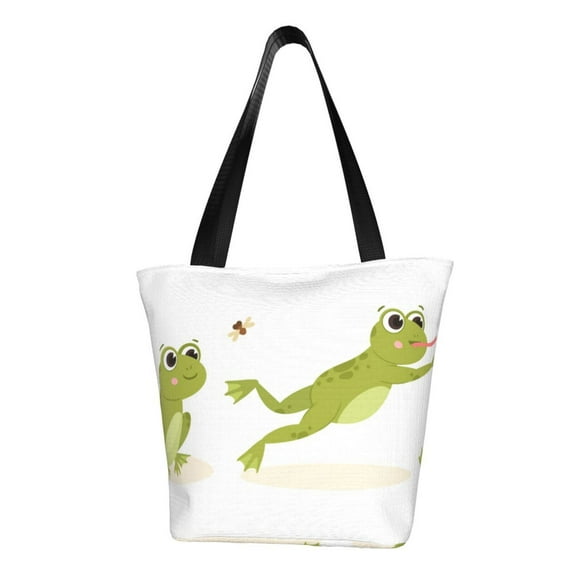 Pofeuu Hunting Frog Print Women Fashion Shoulder Handbags Top Handle Satchel Bags Tote Shoulder Shopping Bag Stylish Canvas Tote Bag